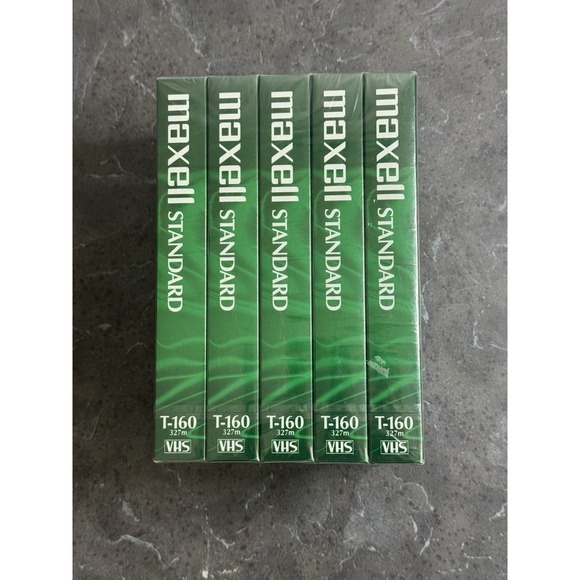 New Maxell VHS T-160 Premium Grade 8 Hour Tapes - 5 Pack. - Picture 2 of 3